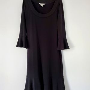 WHBM Black Long Bell Sleeve Dress